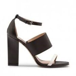 French Condition Ina Black & White Colorblock Leather heel sandals, size